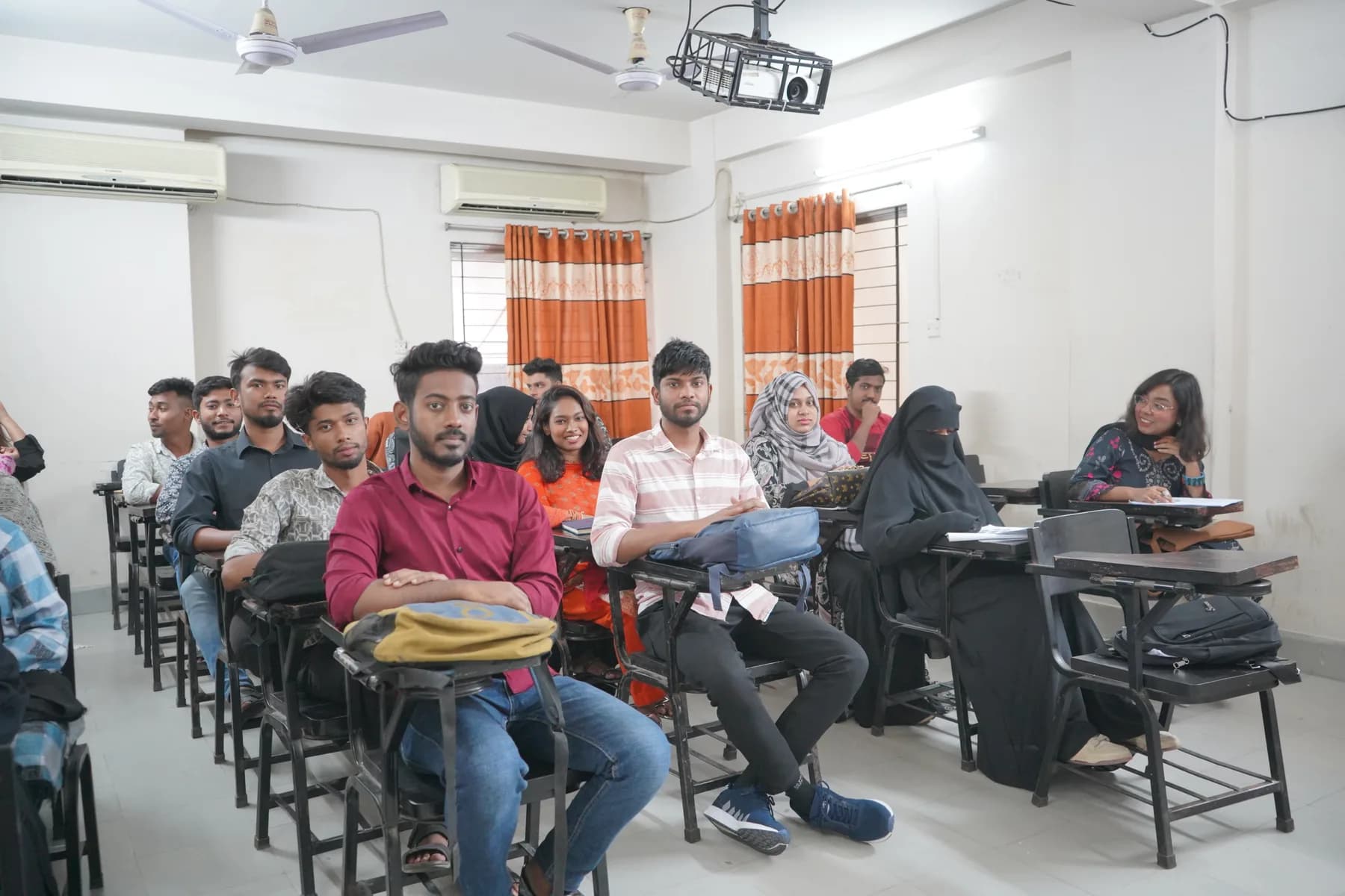 Students at the departmental information desk
